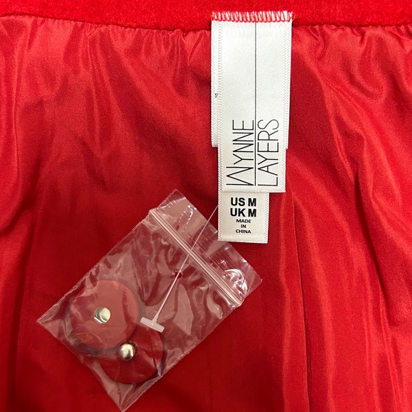 Marla Wynne Layers Red Melton Wool Blend Snap Button Dolman Sleeve Coat Medium - Picture 10 of 12